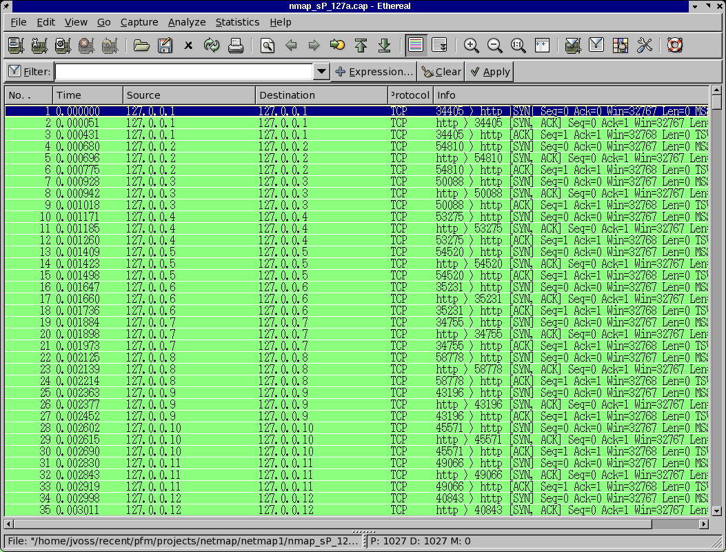 Ethereal nmap -PT promiscuous